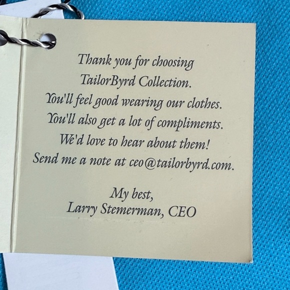 TAILORBYRD Collection Men Blue Polo Shirt with White Trim/size M - Picture 8 of 8